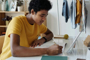 boy learning language online